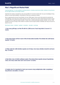 Free Long Division Track Sheet | Grade 4 | Math | BookFlik