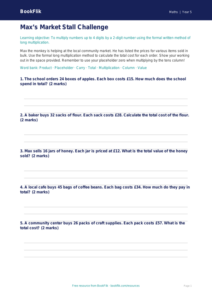 Free Long Multiplication Activity Sheet | Grade 4 | Math | BookFlik