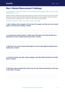 Free Measurement Activity Sheet | Grade 1 | Math | BookFlik