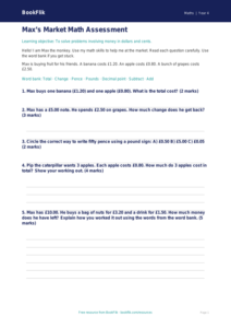 Free Money Assessment | Grade 3 | Math | BookFlik