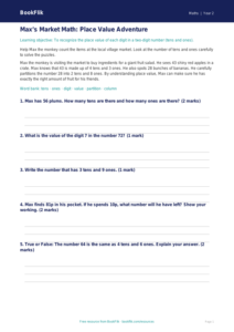 Free Place Value Track Sheet | Grade 1 | Math | BookFlik