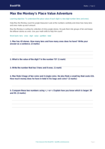 Free Place Value Worksheet | Grade 1 | Math | BookFlik