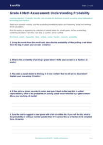 Free Probability Assessment | Grade 4 | Math | BookFlik