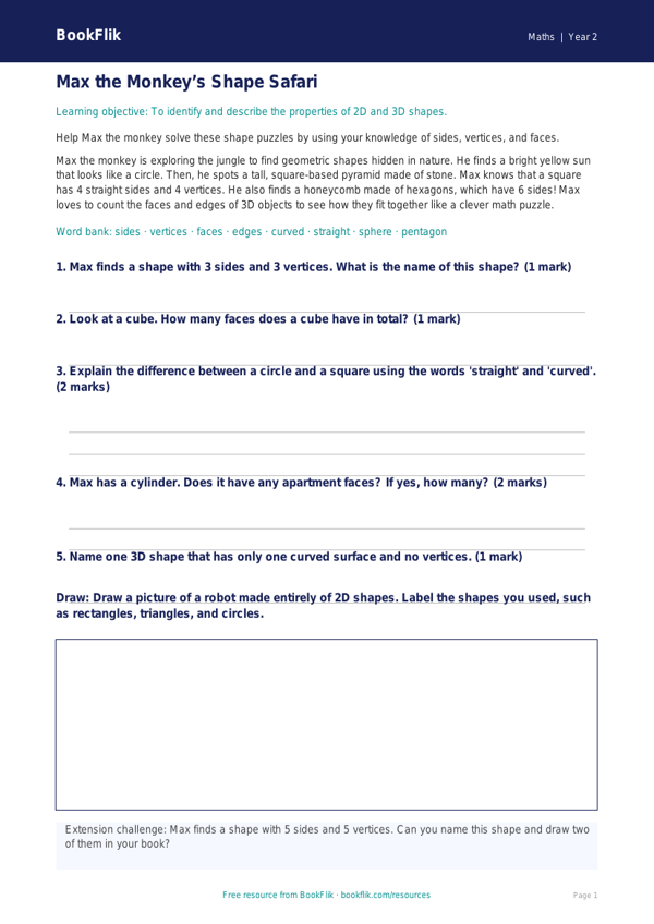 Free Shape Track Sheet | Grade 1 | Math | BookFlik worksheet preview — Maths Shape
