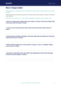 Free Shape Worksheet | Grade 1 | Math | BookFlik