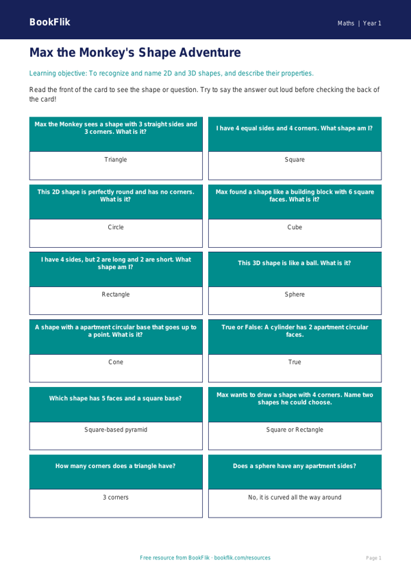 Free Shape Flashcards | Kindergarten Math | BookFlik worksheet preview — Maths Shape