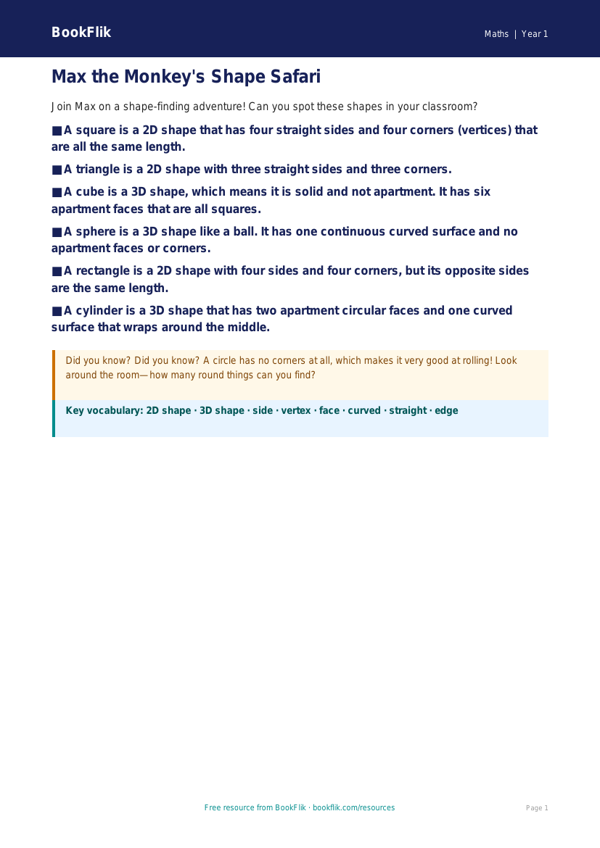 Free Shape Poster | Kindergarten Math | BookFlik worksheet preview — Maths Shape