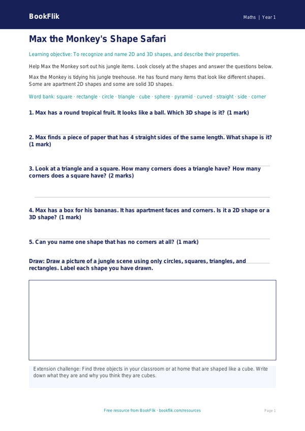 Free Shape Worksheet | Kindergarten | Math | BookFlik worksheet preview — Maths Shape