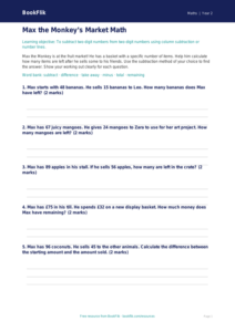 Free Subtraction Activity Sheet | Grade 1 | Math | BookFlik
