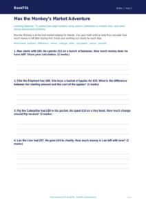 Free Subtraction Template | Grade 1 | Math | BookFlik