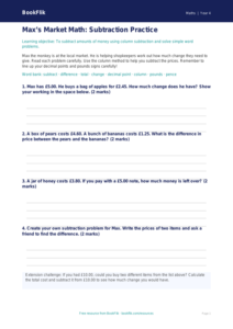 Free Subtraction Template | Grade 3 | Math | BookFlik