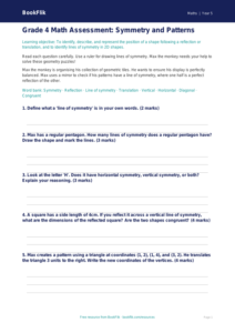 Free Symmetry Assessment | Grade 4 | Math | BookFlik