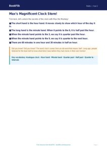 Free Time Poster | Grade 1 | Math | BookFlik