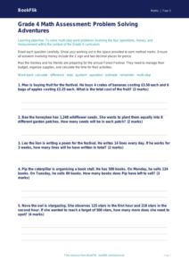Free Word Problems Assessment | Grade 4 | Math | BookFlik