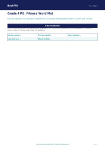 Free Fitness Word Mat | Grade 4 | Physical Education | BookFlik
