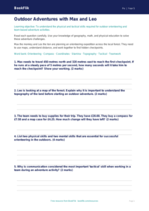 Free Outdoor Adventures Worksheet | Grade 4 | Physical Education | BookFlik