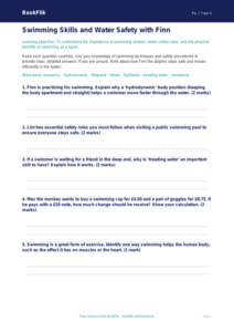 Free Swimming Worksheet | Grade 4 | Physical Education | BookFlik