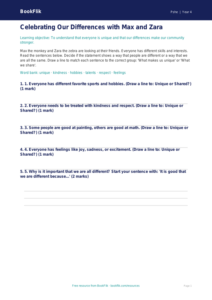 Free Diversity And Inclusion Activity Sheet | Grade 3 | Health & Wellness | BookFlik