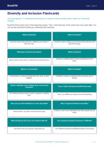 Free Diversity And Inclusion Flashcards | Grade 3 | Health & Wellness | BookFlik