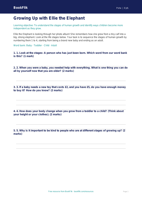Free Growing Up Activity Sheet | Pre-K | Health & Wellness | BookFlik worksheet preview — Pshe Growing Up