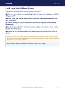 Free Growing Up Poster | Pre-K | Health & Wellness | BookFlik