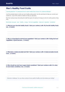 Free Healthy Eating Writing Frame | Grade 3 | Health & Wellness | BookFlik