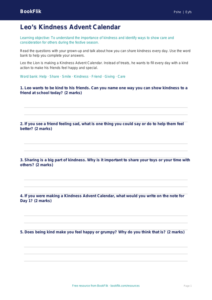 Free Kindness Advent Worksheet | Pre-K | Health & Wellness | BookFlik