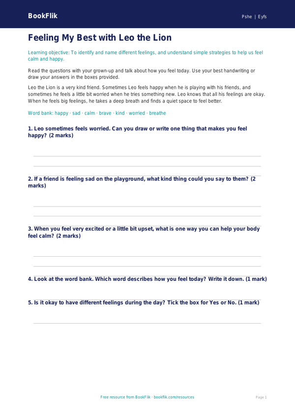 Free Mental Health Worksheet | Pre-K | Health & Wellness | BookFlik worksheet preview — Pshe Mental Health