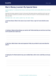 Free Money Template | Pre-K Math & Wellness | BookFlik