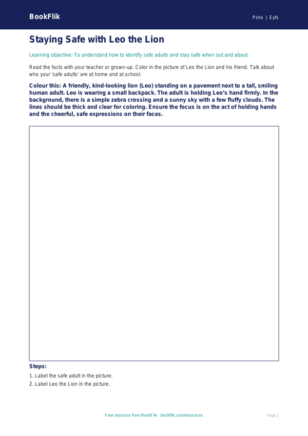 Free Personal Safety Colouring Page | Pre-K | Health & Wellness | BookFlik worksheet preview — Pshe Personal Safety
