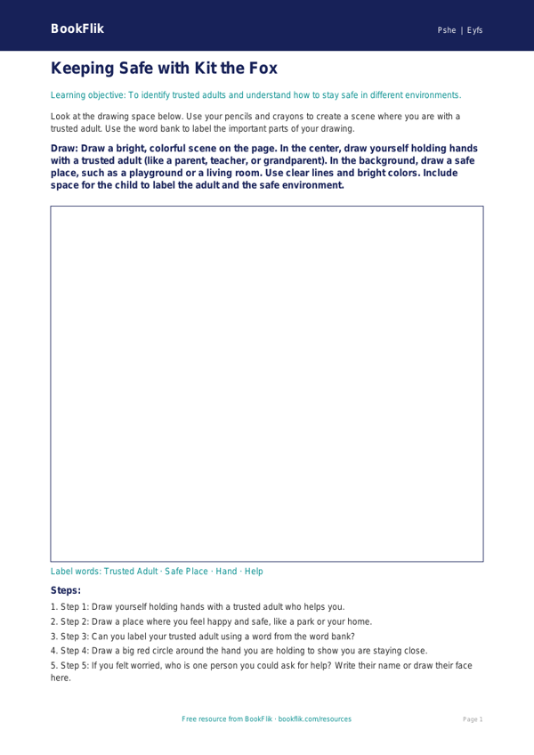 Free Personal Safety Drawing Sheet | Pre-K | Health & Wellness | BookFlik worksheet preview — Pshe Personal Safety