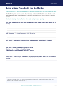 Free Relationships Activity Sheet | Grade 3 | Health & Wellness | BookFlik
