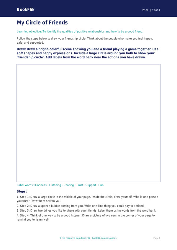 Free Relationships Drawing Sheet | Grade 3 | Health & Wellness | BookFlik worksheet preview — Pshe Relationships