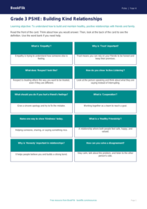 Free Relationships Flashcards | Grade 3 | Health & Wellness | BookFlik
