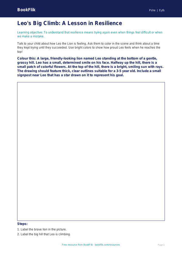 Free Resilience Colouring Page | Pre-K | Health & Wellness | BookFlik worksheet preview — Pshe Resilience