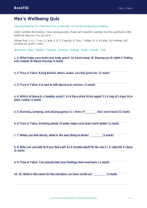 Free Wellbeing Quiz | Grade 3 | Health & Wellness | BookFlik
