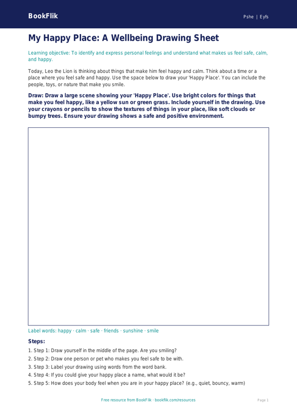 Free Wellbeing Drawing Sheet | Pre-K | Health & Wellness | BookFlik worksheet preview — Pshe Wellbeing