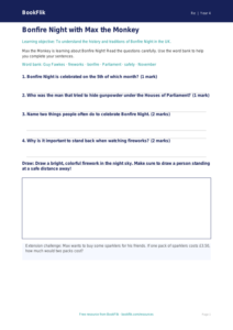 Free Bonfire Night Worksheet | Grade 3 | Social Studies | BookFlik
