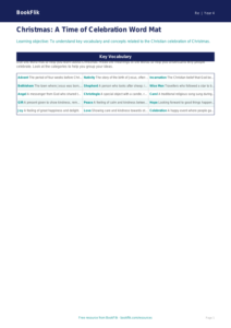 Free Christmas Word Mat | Grade 3 | Social Studies | BookFlik
