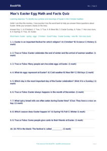 Free Easter Quiz | Grade 3 | Social Studies | BookFlik