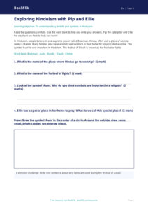 Free Hinduism Worksheet | Grade 3 | Social Studies | BookFlik