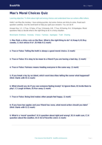 Free Moral Questions Quiz | Grade 3 | Social Studies | BookFlik