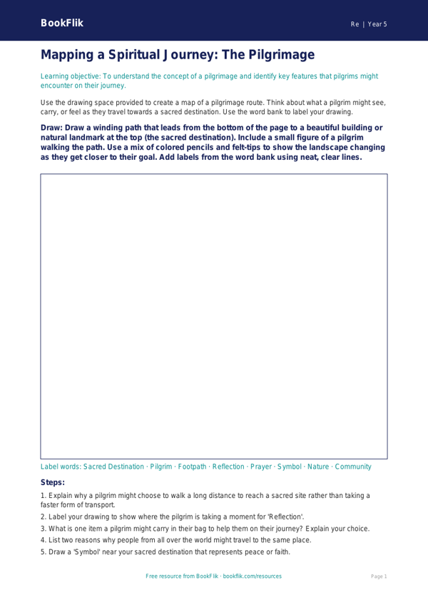 Free Pilgrimage Drawing Sheet | Grade 4 | Social Studies | BookFlik worksheet preview — Re Pilgrimage