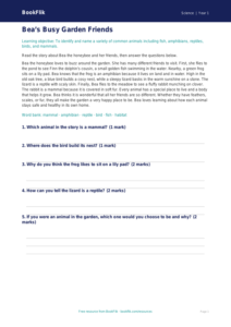 Free Animals Including Humans Comprehension | Kindergarten | Science | BookFlik