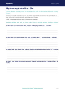 Animals Including Humans Writing Frame | Kindergarten Science | BookFlik