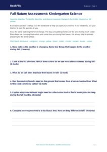 Free Autumn Science Assessment | Kindergarten | Science | BookFlik