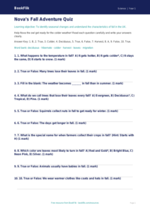 Free Autumn Science Quiz | Kindergarten | Science | BookFlik