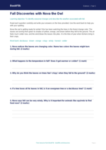 Free Autumn Science Worksheet | Kindergarten | Science | BookFlik