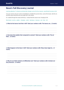 Free Autumn Science Writing Frame | Kindergarten | Science | BookFlik