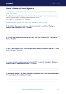 Free Everyday Materials Writing Frame | Kindergarten | Science | BookFlik